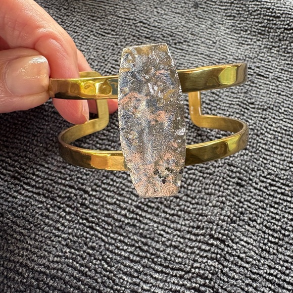 Group of Four Silver and Gold Rustic Cuff Bracelets - Picture 12 of 13